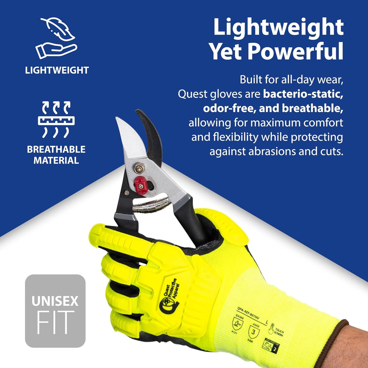 Quest Protective Apparel - High Visibility Cut Resistant Work Gloves - Puncture Resistant Safety Gloves for Men and Women Medium, 1 Pair