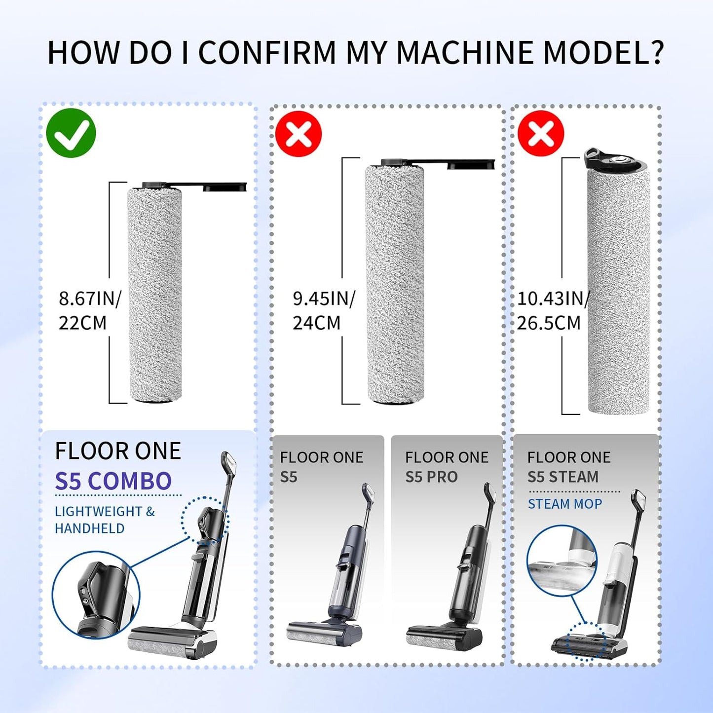 keluke Only S5Combo - Replacement Roller Brush and Filters Compatible with Tineco Floor One S5Combo Wet Dry Cordless Vacuum Cleaner(Not for Others S5 Series Models) 3 Brushes Roller,3 Filters