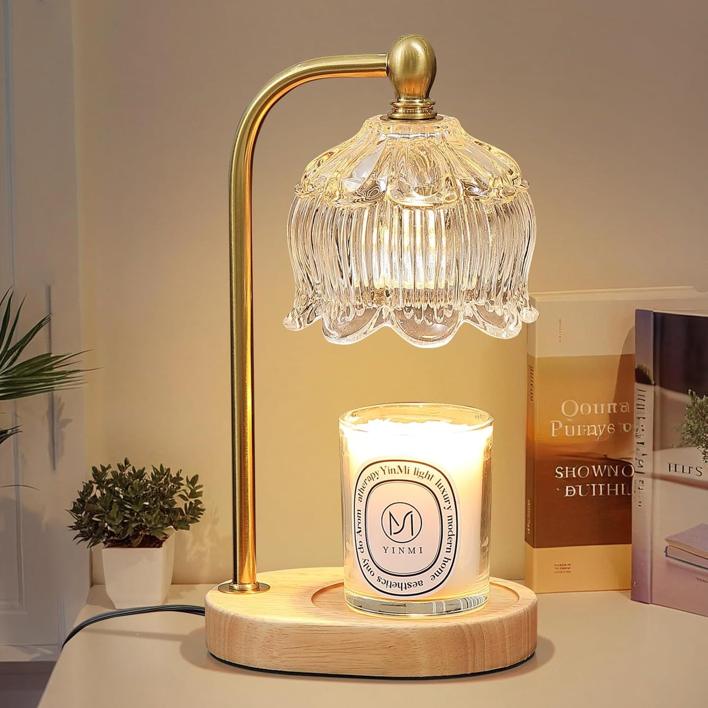 Candle Warmer Lamp with Timer Dimmable,Antique Brass Candle Lamp,Wax Melt Warmer Light for Jar Candles,Mother's Day/Birthday/Christmas Gifts for Mom/Wife,Home Decor Lamp,with 2 Bulbs