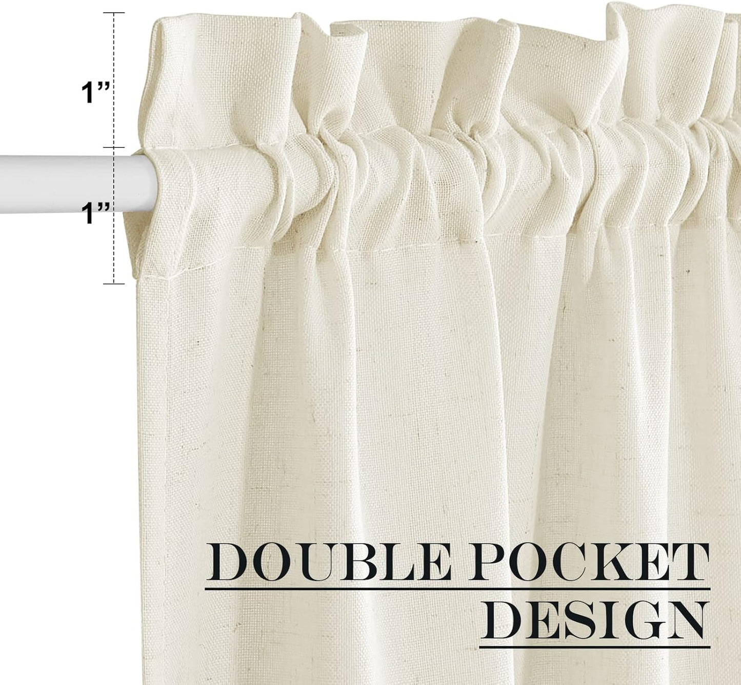 NICETOWN Door Window Curtain Panel, Farmhouse Elegant Solid French Door Curtain Rod Pocket Country Shade for Front with Bonus Tieback - 1 Panel, Off White