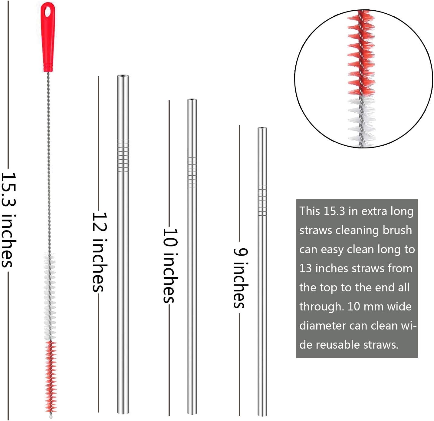 ALINK 5-Pack Red Bottle Brush Cleaner Set - Long Large Cleaing Brush for Narrow Neck Wine/Beer Bottles/ Flask/ Thermos/ Hummingbird Feeder/ Sport Well, Spout/Lid Brush, Straw Brush