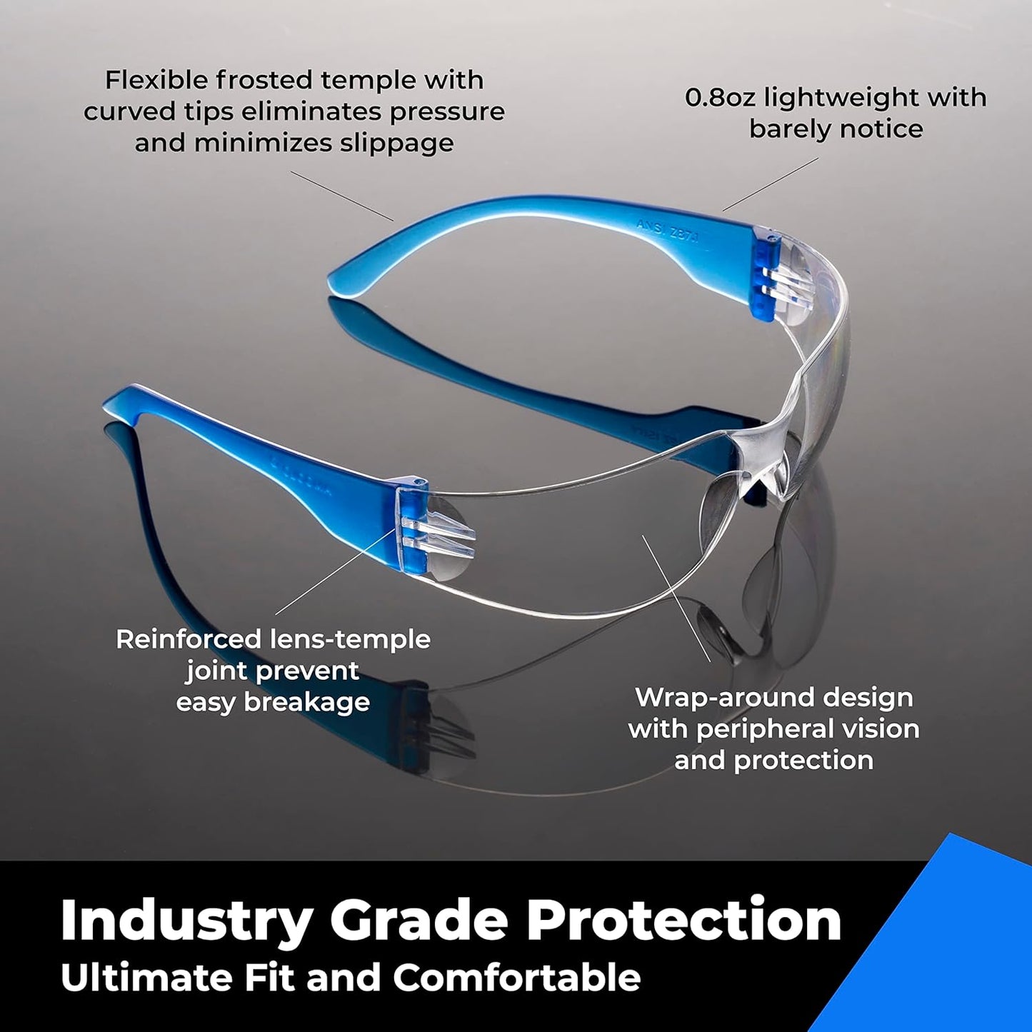 amoolo Safety Glasses for Men Bulk of 24, Protective Eyewear for Men Women, ANSI Z87.1 Impact Resistant Eye Protection for Work, Lab, Construction