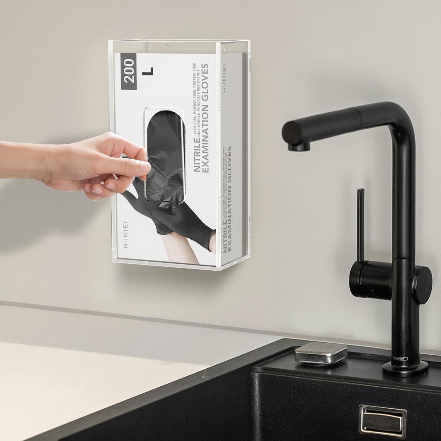 HIIMIEI Glove Holder for Wall Mount: Magnetic Gloves Box Holder, Acrylic Disposable Rubber Latex Glove Dispenser
