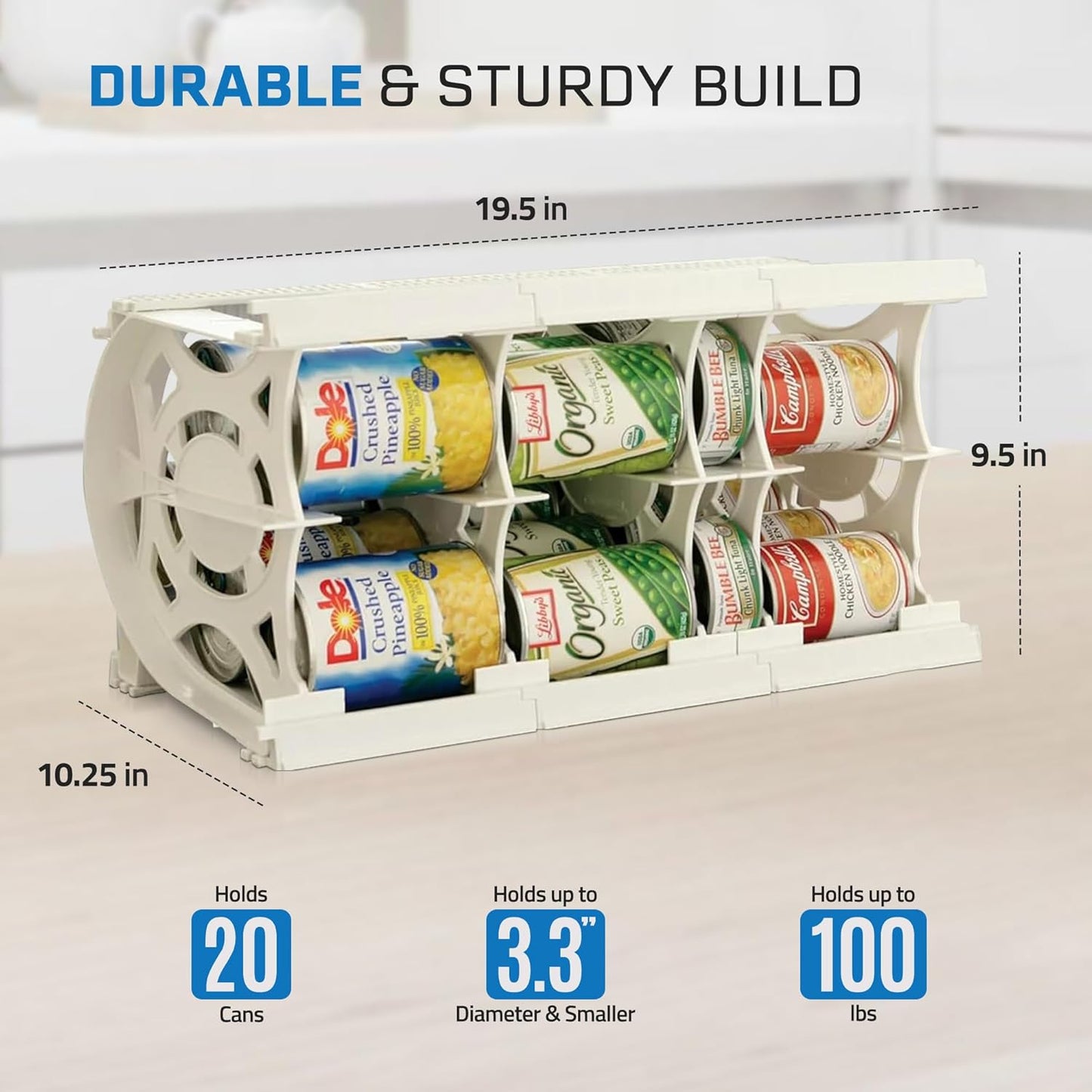 Shelf Reliance Cansolidator Cupboard - 1-Pack Can Organizer for Pantry, Stackable Soda Can Storage for Kitchen, Holds 20 Cans of Food or Soda