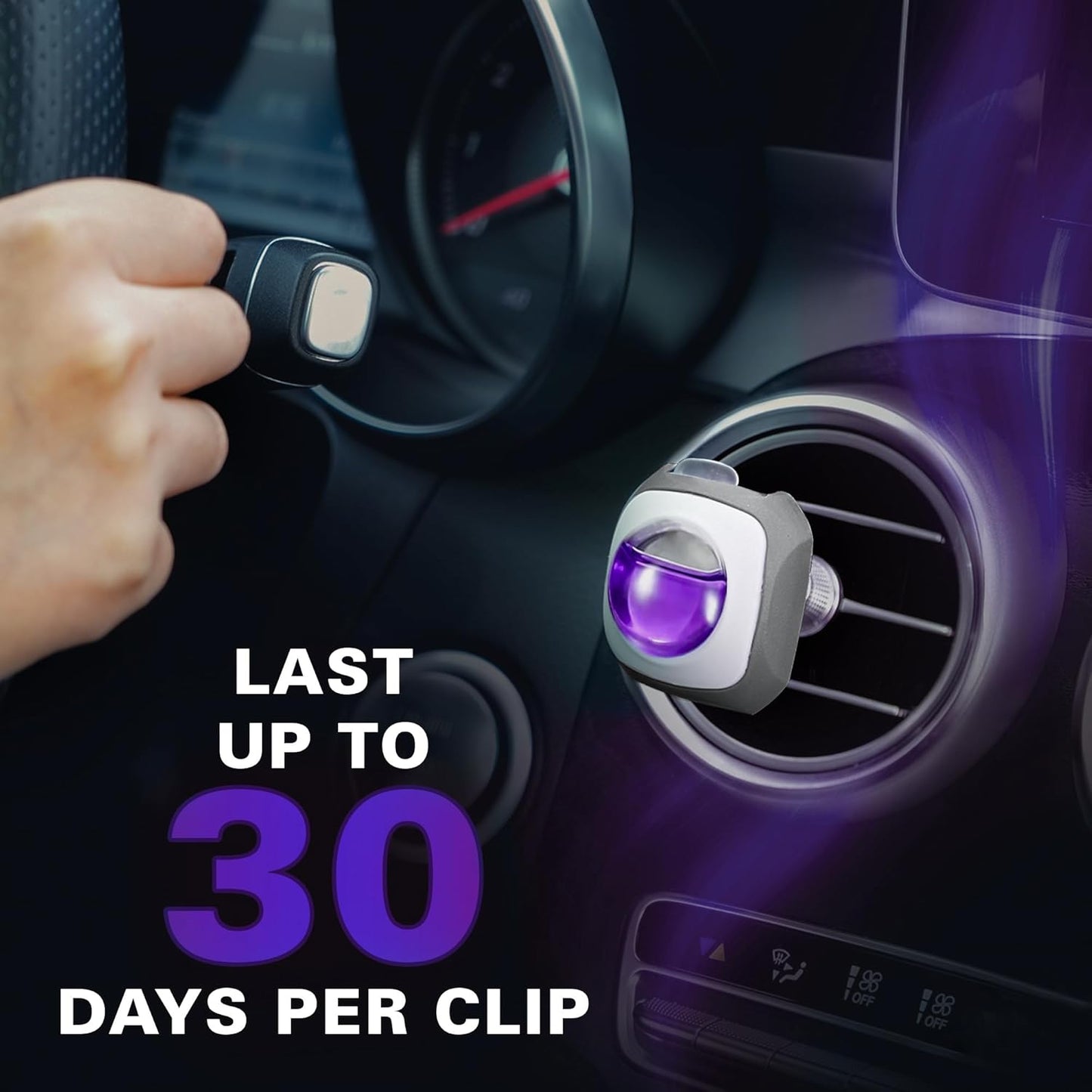 Air Jungles Lavender Scent Car Air Freshener Clip, 6 Vent Clips, 4ml Each, Long Lasting Air Freshener, Up to 180 Days Car Refresher Odor Eliminator