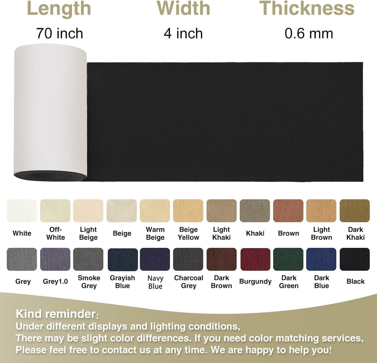 Canvas Repair Tape 4×70 Inch Waterproof Self-Adhesive Fabric Repair Patch for Repairing Boat Covers,Tents,Patio Umbrellas,Car Seats,Luggage,Sofas.(Black)