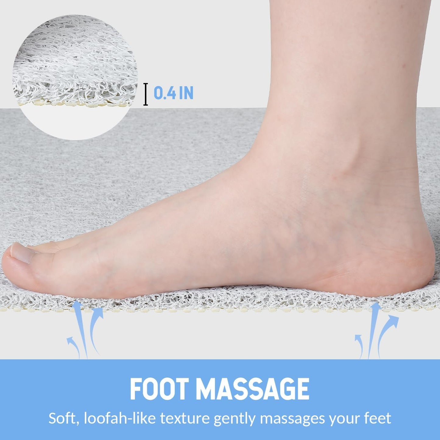 Non-Slip Bathtub Mat, Anti Slip Shower Mat, Fast Drying Bathtub Mats, Foot Scrubber Mat, Anti Slip Mat for Tub, Floor, Bathroom, Kitchen, Home, Hotel (White 24"×24")