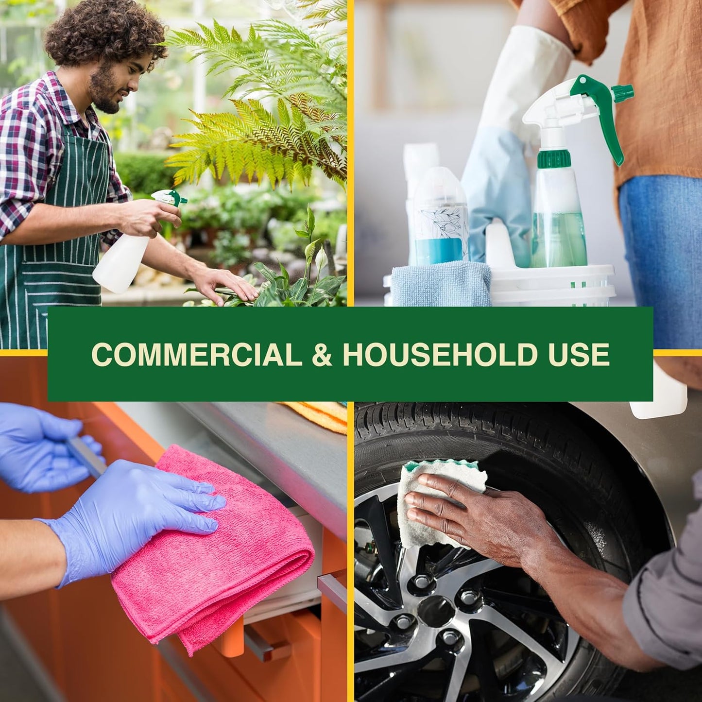 Heluva Green Spray Bottle Nozzle Replacement, Bottle Tops Only - Sprayer Nozzle Triggers for Heavy Duty, Commercial, Home Cleaning Solutions - Fits 8,16,24,32 oz Plastic & Glass Bottles, Green 6 Pack