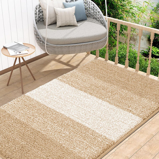 Kitinjoy Indoor Outdoor Door Mat, 48x32 Non-Slip Absorbent Dirt Trapper, Low-Profile Washable Inside Entrance Front Floor Mat, Sturdy Soft Entry Doormats for Entryway, Beige