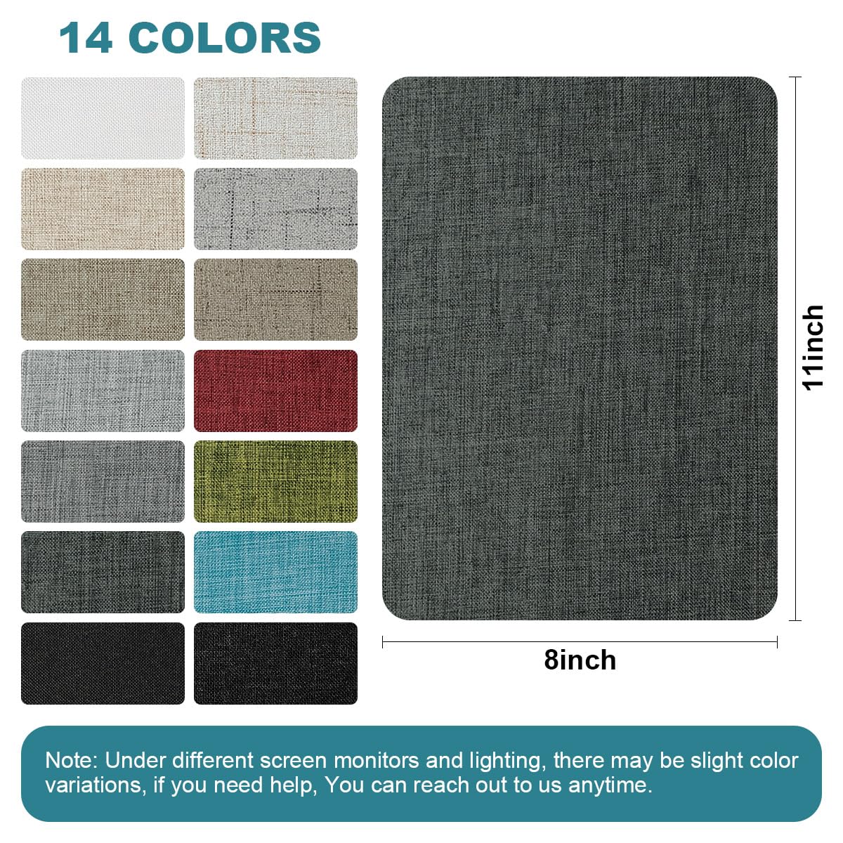 J.CARP 2Pcs Linen Repair Patches, Large Self-Adhesive Fabric Patch for Sofas, Couch, Furniture, Car Seats (8 * 11 inches-2PCS Dark Gray)