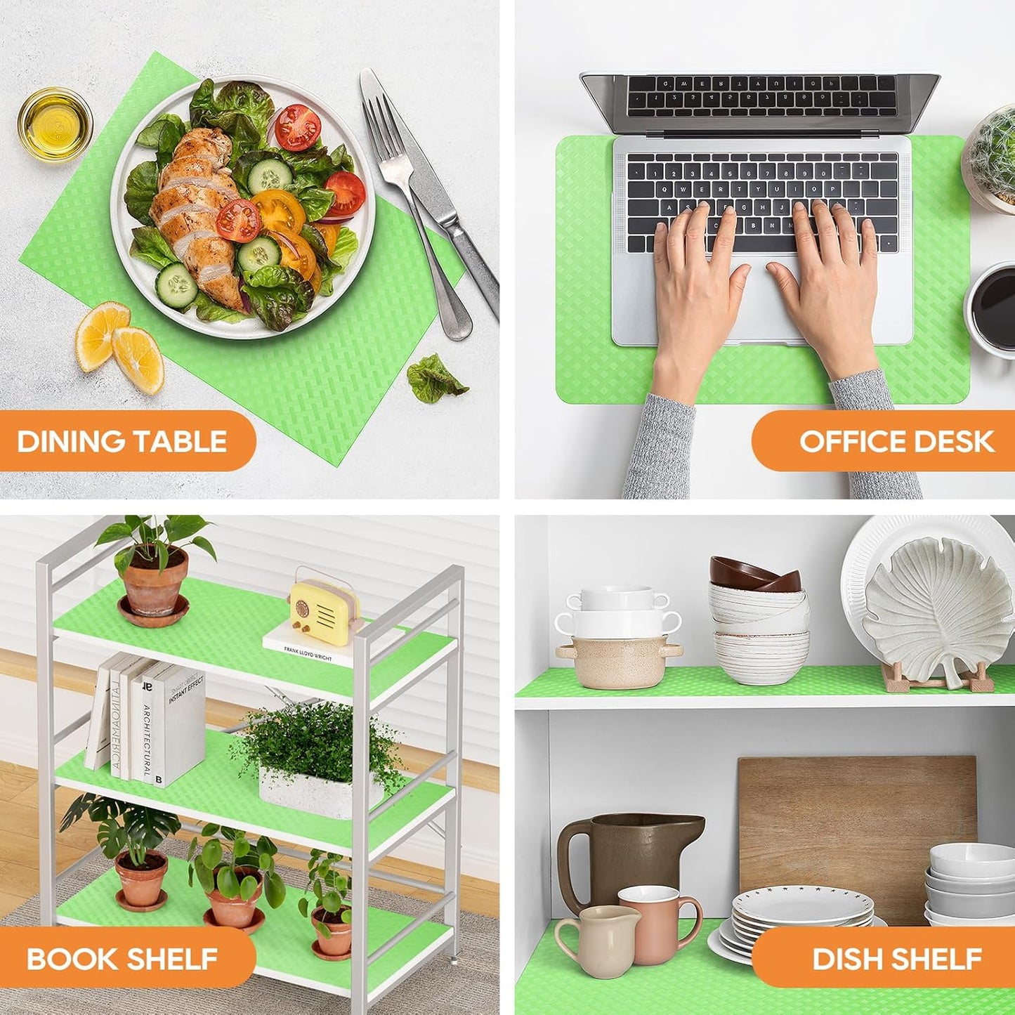 Fridge Liner Shelf Liners for Kitchen Cabinet Refrigerator Liners Waterproof & Oil-Proof Kitchen Cupboard Liner Non Adhesive Drawer Mats EVA Material for Shelves -Green 11.8 x 118 Inches