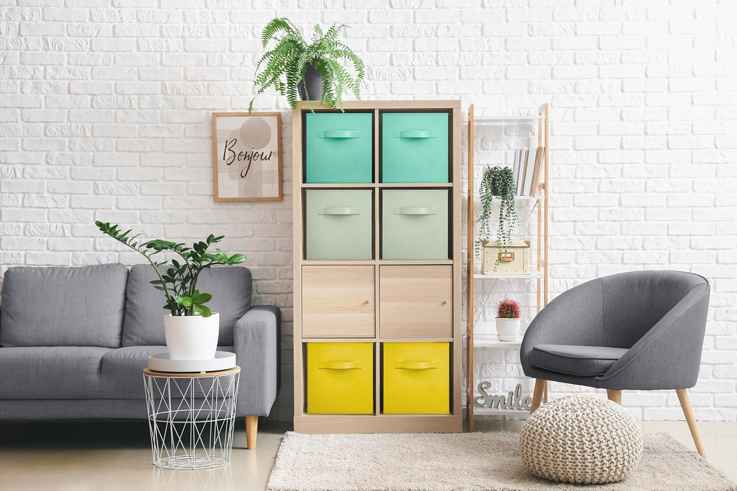 Sorbus Fabric Storage Cubes - 6 Foldable Storage Bins for Organizing Pantry, Cubbies, Toy Box - Clothes Storage & Closet Organizer - 13 Inch Collapsible Cube Baskets for Shelves with Handle