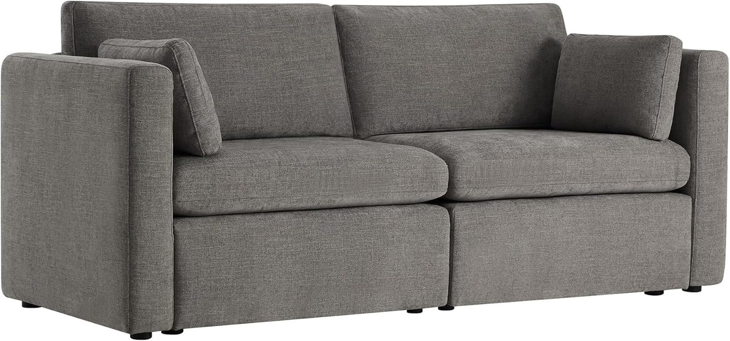 CHITA Small Modular Sectional Fabric Sofa Set, Extra Comfty Loveseat Cloud Couch, FSC Certified Modular Sectional Couch for Living Room, 78 inch Width,2 Seat Modular Sofa, Grey