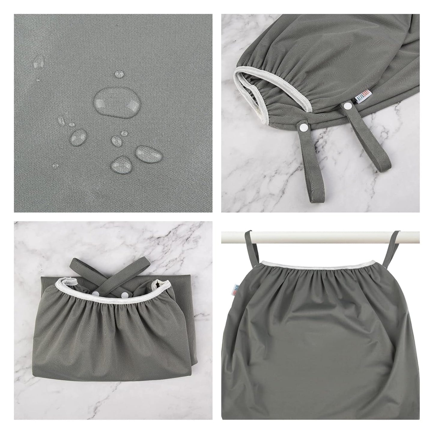 ALVABABY Reusable Diaper Pail Liner for Cloth Diaper,Rubbish Bag,Laundry,Kitchen Garbage Cans (Black Grey, Small Size：5 Gallon) LLS-B2629