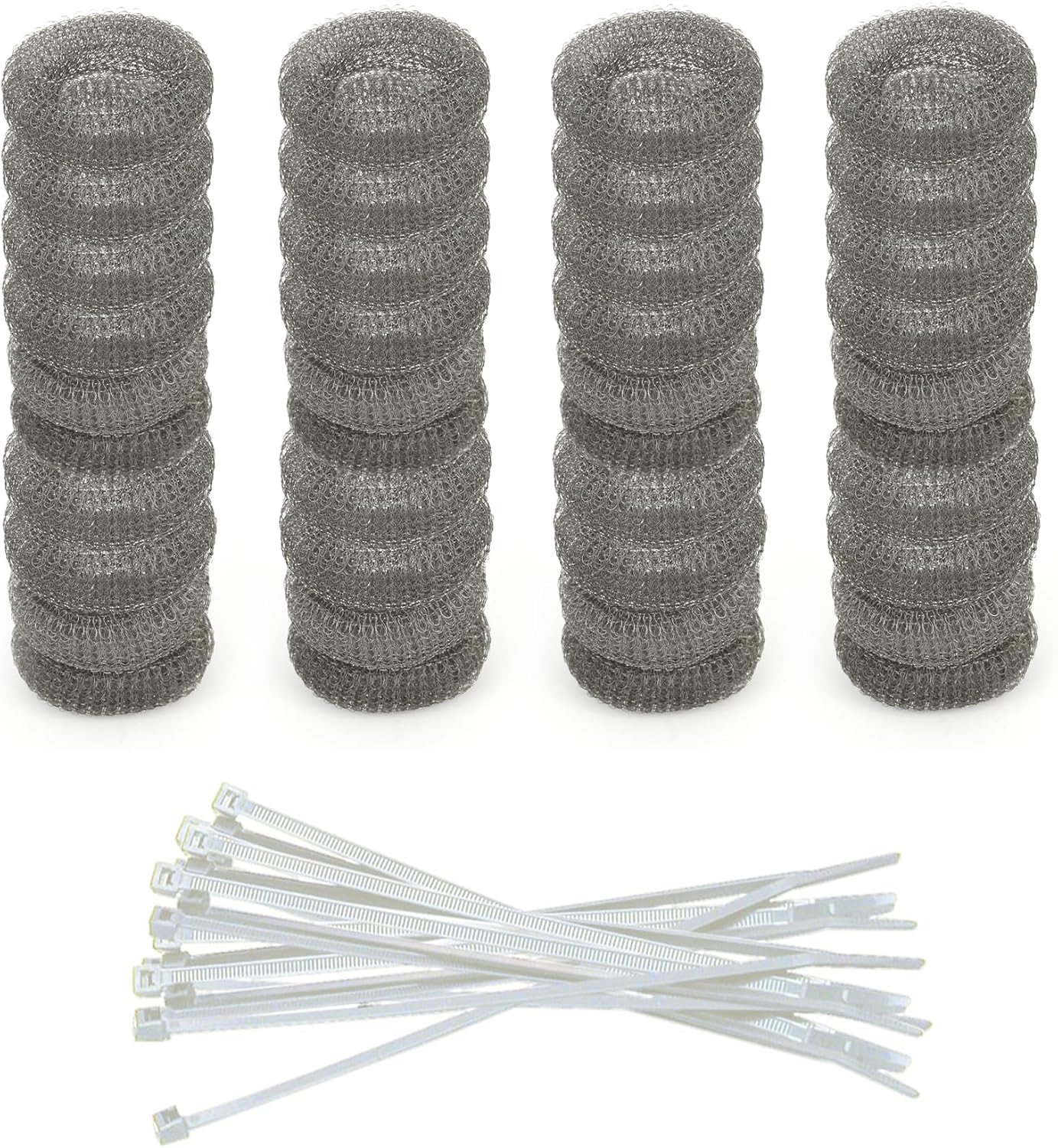 Washing Machine Lint Trap – Stainless Steel Hose Filter, Mesh Drain Catcher, Washer Sock Lint Remover, Rust-Free Snare Laundry Filter with Nylon Cable Ties, 29cmx6.5cm – 40-Pack