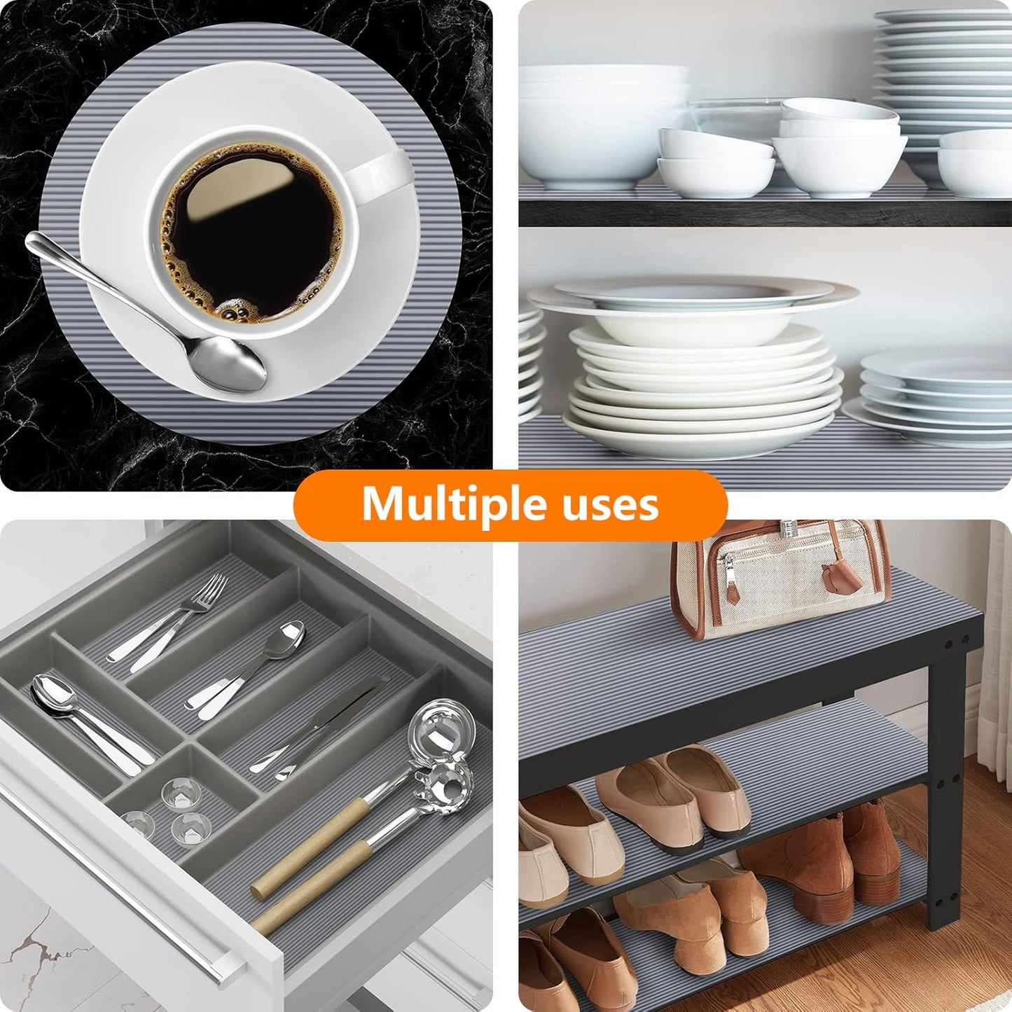 Shelf Liners for Kitchen Cabinets Non Adhesive Drawer Liner EVA Material Cupboard Mat Waterproof Refrigerator Mats Washable Fridge Liner for Cupboard and Desks Clear Shelf Liner 17.3 x 157.4 Inches