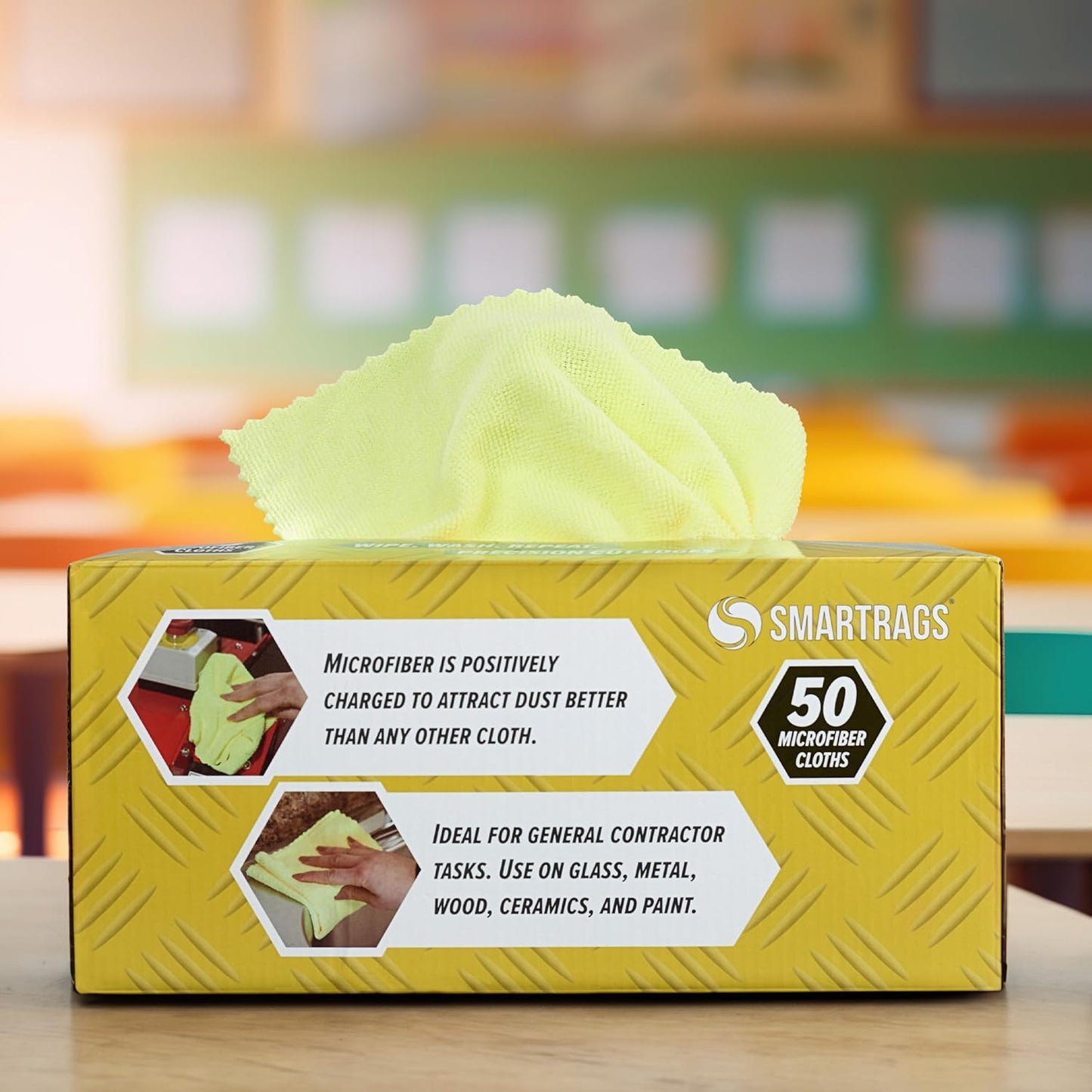 Arkwright Smart Rags in Box - (Bulk Case of 400) Lint Free Microfiber Cleaning Cloth, Scratch & Streak-Free, Dispensable Wash Towels for Cars, Window Glass, and Auto Shop, 12 x 12 in, Yellow