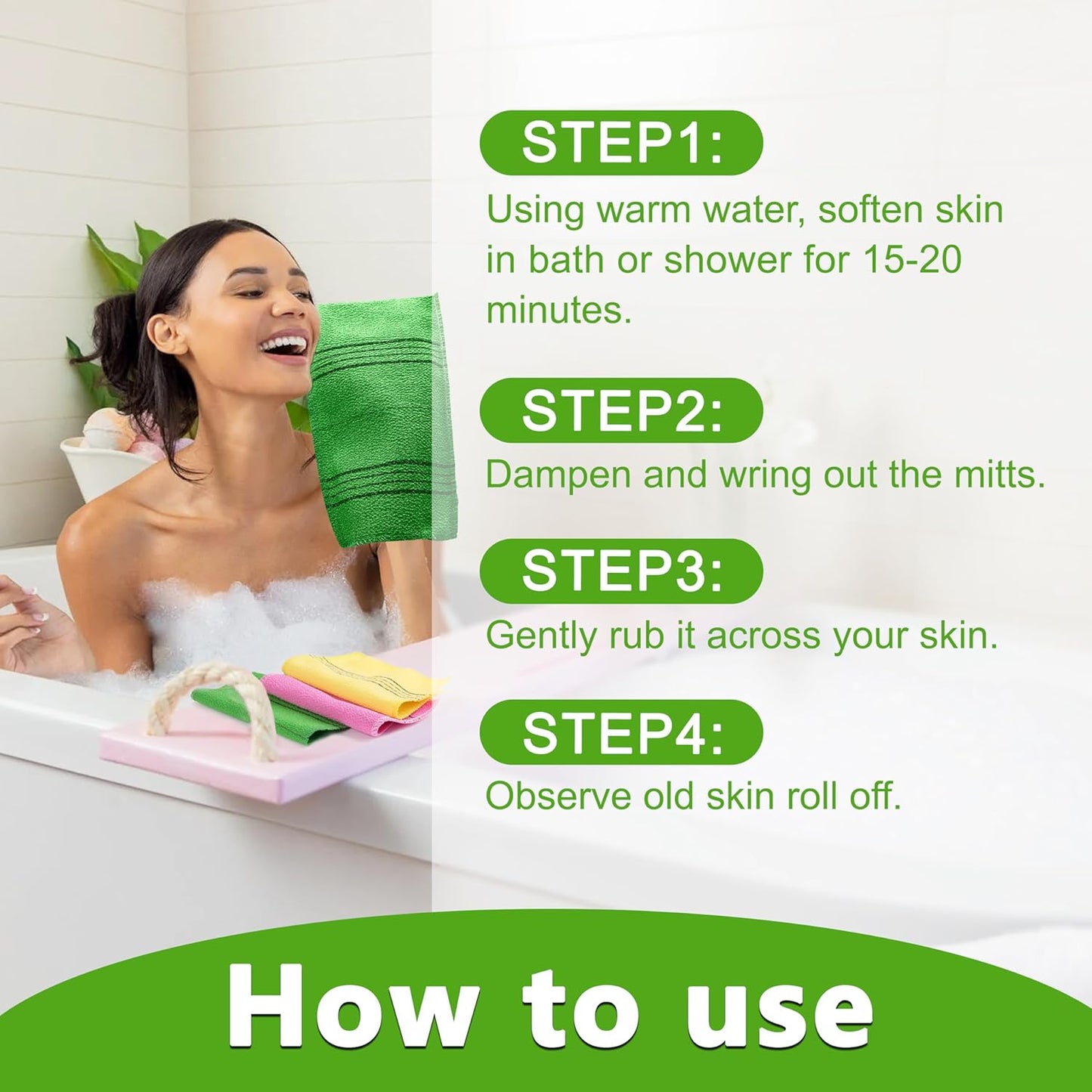 15 Pcs Korean Exfoliating Mitt, 9*5.5 in Gentle Exfoliating Korean Scrub Mitt, Large Korean Washcloth Exfoliating, Colorful Korean Body Scrubber for Cleaning Skin, Reducing Dirt and Grease (5 Colors)