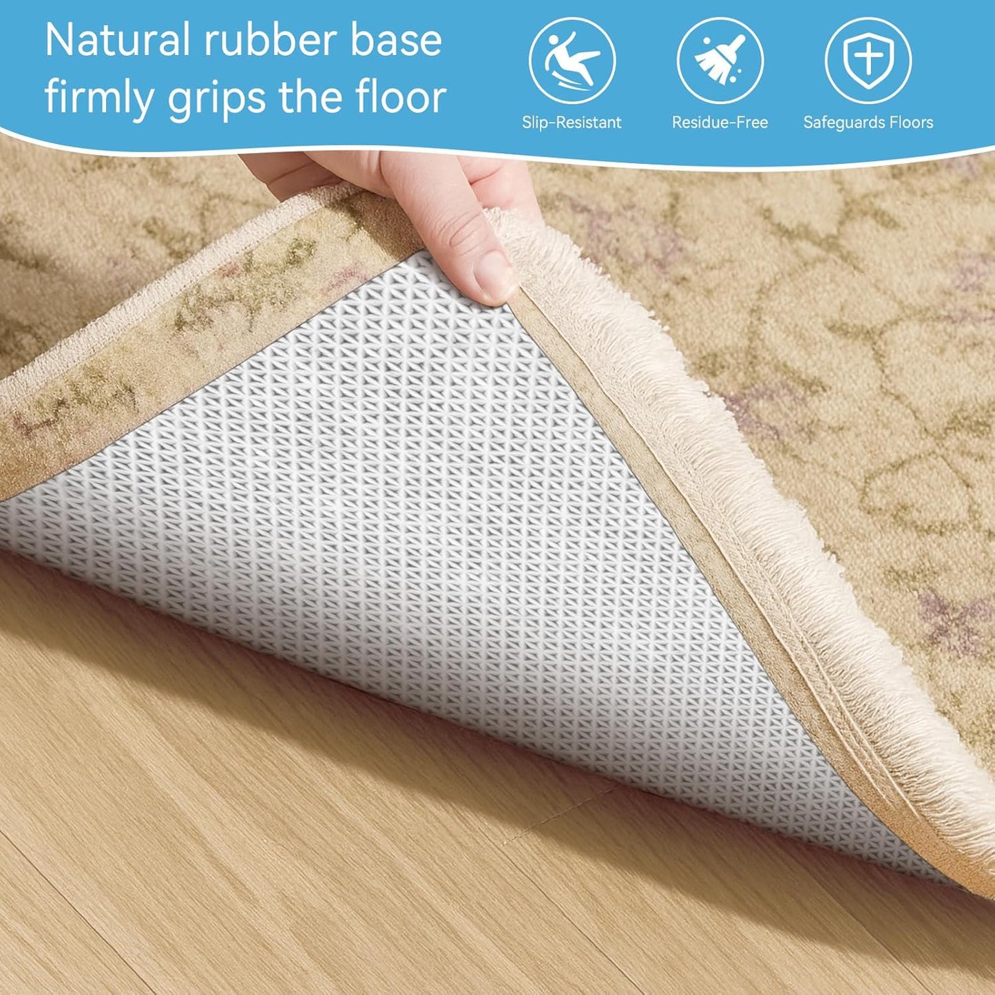 Warmstar 4x6 FT Non Slip Rug Pad,100% Waterproof Felt Rug Pad for Hardwood Floors,1/2” Thick Soft Carpet Pad with Natural Rubber Backing, Secure Grip & Floor Protection