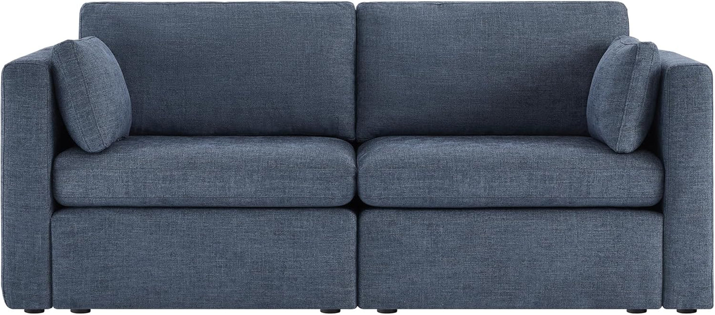 CHITA Small Modular Sectional Fabric Sofa Set, Extra Comfty Loveseat Cloud Couch, FSC Certified Modular Sectional Couch for Living Room, 78 inch Width,2 Seat Modular Sofa, Blue