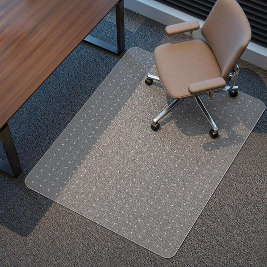 Kuyal Office Chair Mat for Carpet, 46x55 Clear Heavy Duty Computer Chair Mat, Under Desk Protector Carpeted Floors Mat, Easy Chair Movement,Ship Flat