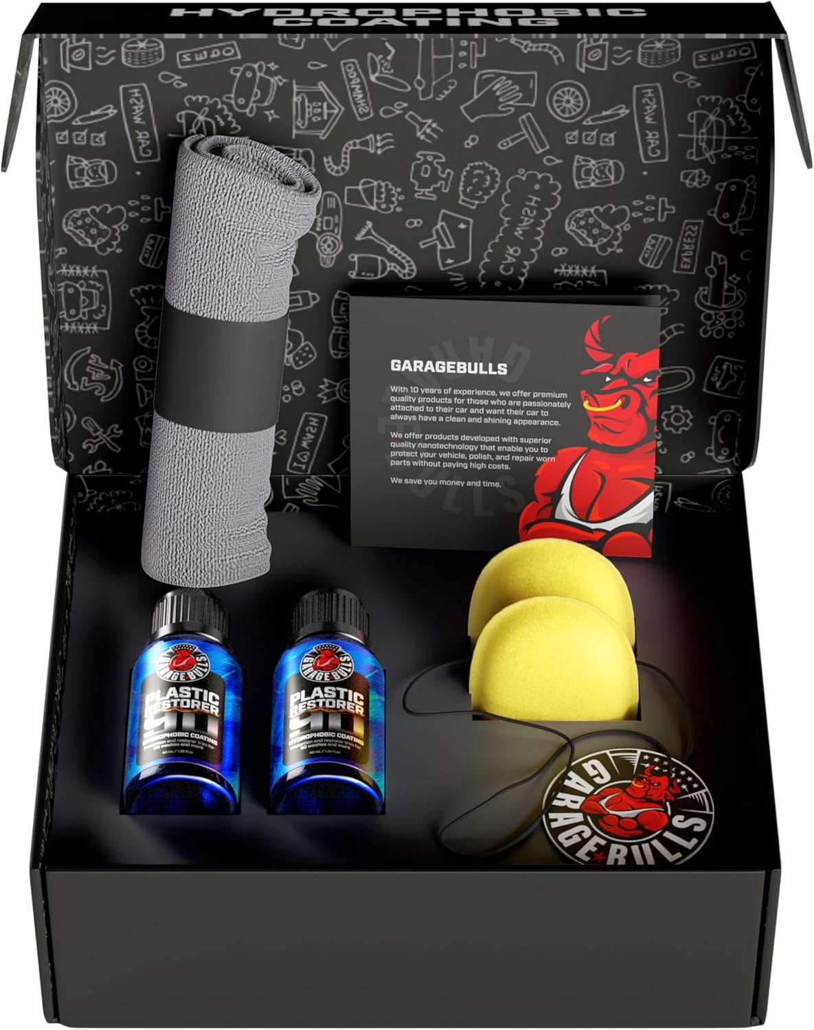 garage bulls Car Plastic Restorer & Hydrophobic Trim Ceramic Coating Kit Long Lasting Coating Car Accessories 30ml, 1fl oz (2 Pack)