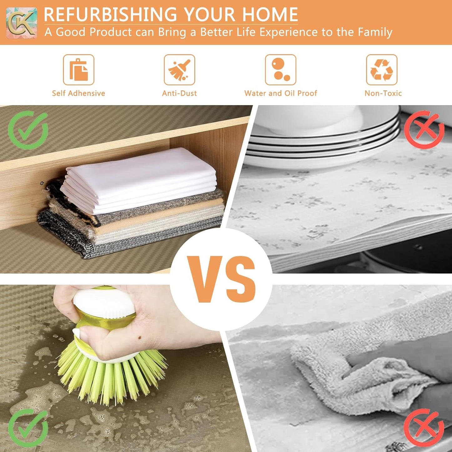 Self-Adhesive Shelf Liner Kitchen Liner, Waterproof Backed Paper Easy Peel and Stick Contact Liner Without Residue for Decor Your Desk Surface, Kitchen Countertops (Dark Khaki, 11.8 x 118.1 inches)