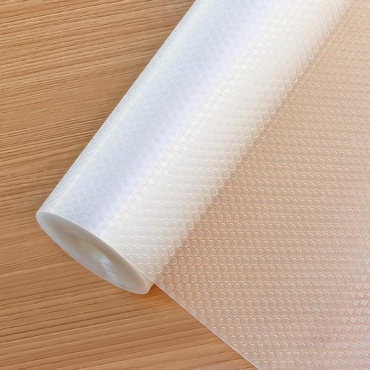 Shelf Liners 12 in x 20 ft EVA Drawer Mats, Non-Adhesive Cupboard Protector, Kitchen Cabinet Lining Fridge Liner (Clear Flat Dot, 30.5x610cm)