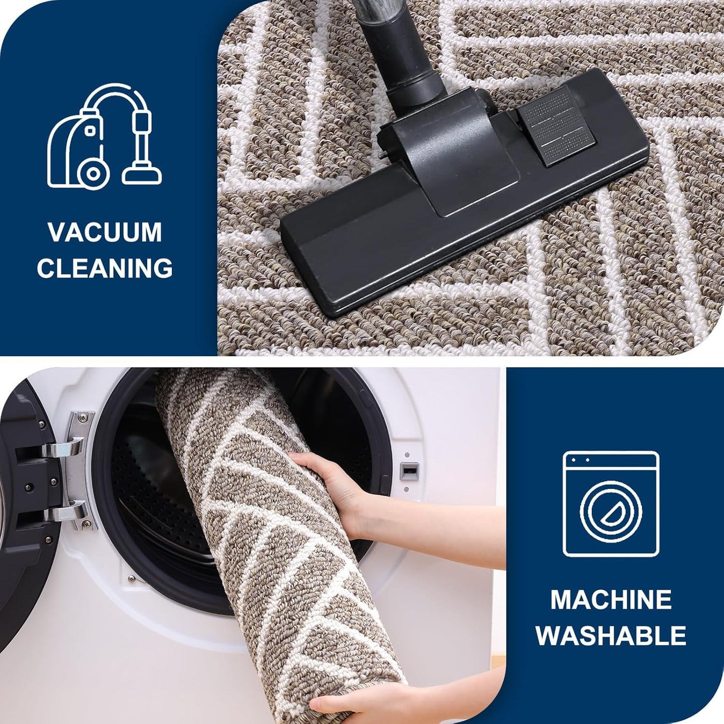 OLANLY Runner Indoor Door Mat, 59x23 Inch, Dirt Resistant and Absorbent, Non-Slip Rubber Backing Floor Mats, Easy Clean Low-Profile Doormat for Entryway, Front Door, and Inside Entrance, Khaki