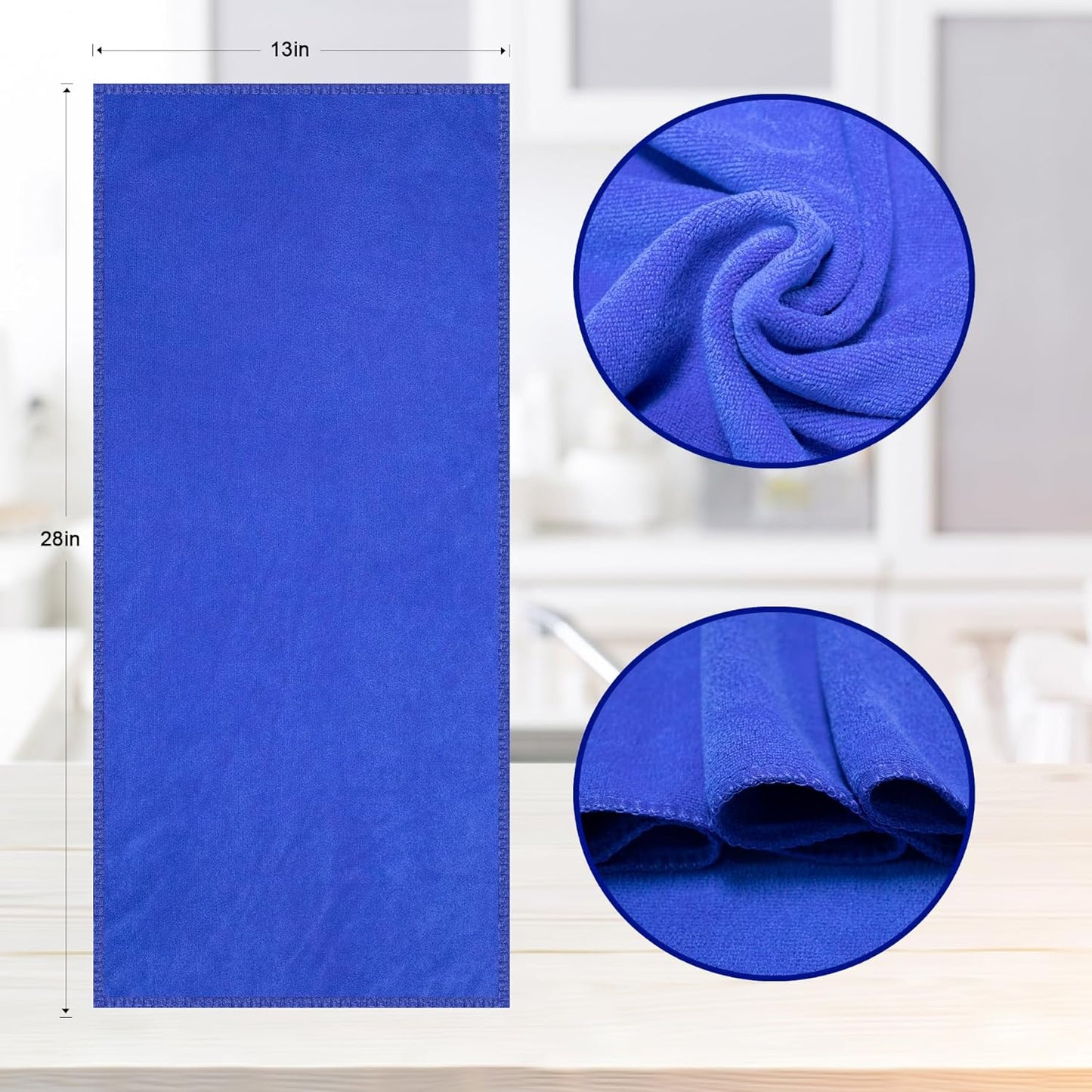 kimteny 13x28 Inches Kitchen Cloth Dish Towels, 400 GSM Premium Dishcloths, Super Absorbent Coral Velvet Microfiber Cleaning Cloths, Fast Drying Rags for Washing Dishes (6 Pack, Blue)