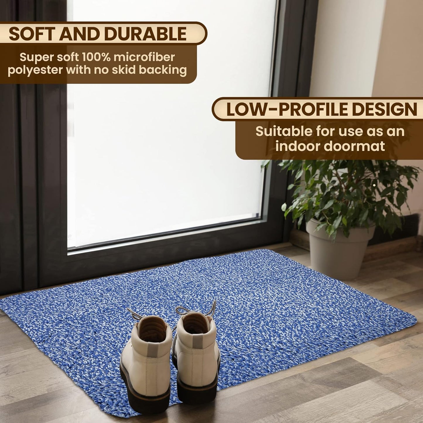 Premium Microfiber Indoor Door Mat – 32"x48" Washable Entry Mat, Non-Slip, Waterproof Backing, Super Absorbent, Low Profile Entryway Doormat for Indoor Entrance