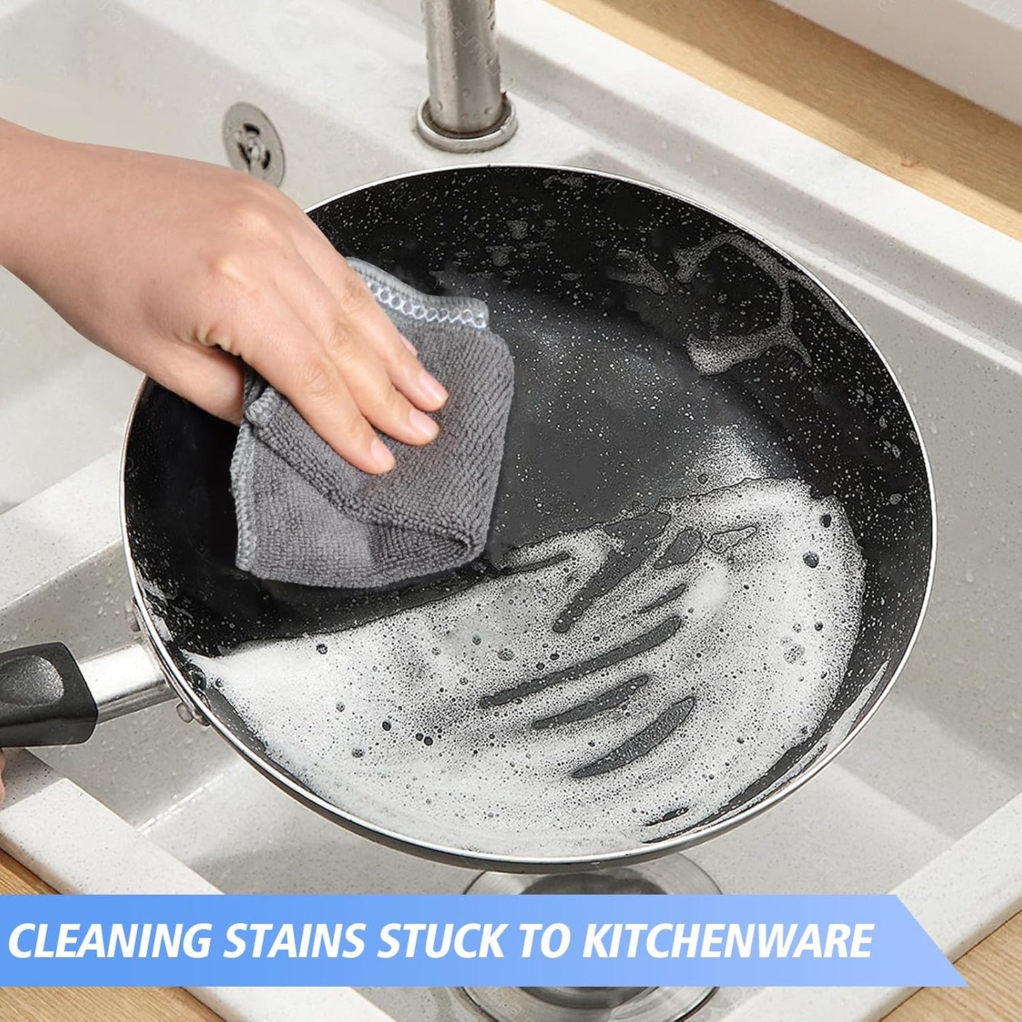 KinHwa Kitchen Washcloths for Dishes Absorbent Microfiber Dish Cloths Quick Dry Dish Rags with Poly Scour Scrub Side Ideal for Kitchen Cleaning (Gray, 7inchx7inch 18 Pack)