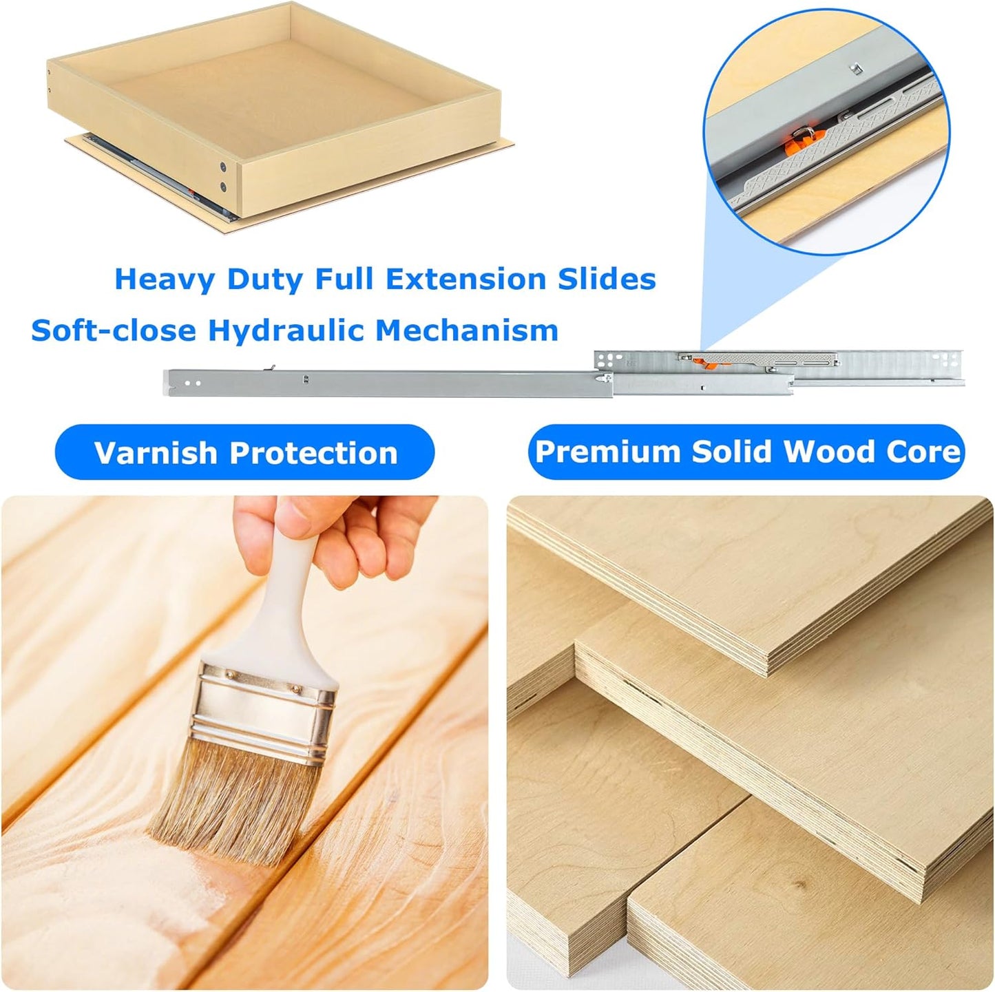 WelFurGeer Soft Close Pull Out Cabinet Organizer, 14" W x 22" D Pull Out Drawer for Cabinet, Bottom Mount Pull Out Drawers for Kitchen Cabinets, Durable Pullout Drawers for Home & Kitchen Organization