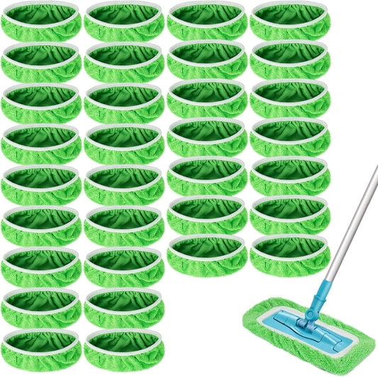 Reusable Dry Sweeping Cloths Microfiber Wet Mop Pads Compatible with Swiffer Sweeper Mop Replacement Sweeping Mopping pad Refills for Hardwood Surface Floor Cleaning (32)
