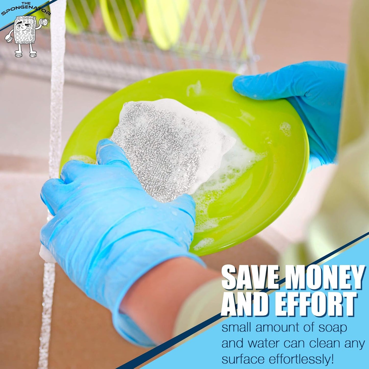 Kitchen Scrubbing Sponges - Heavy Duty Non-Scratch Scrubbing Cleaner Sponges in 1 Color - Multi-Surface Non-Metal Dish Scouring Scrubbers for Fast Cleaning. (12 Pack)