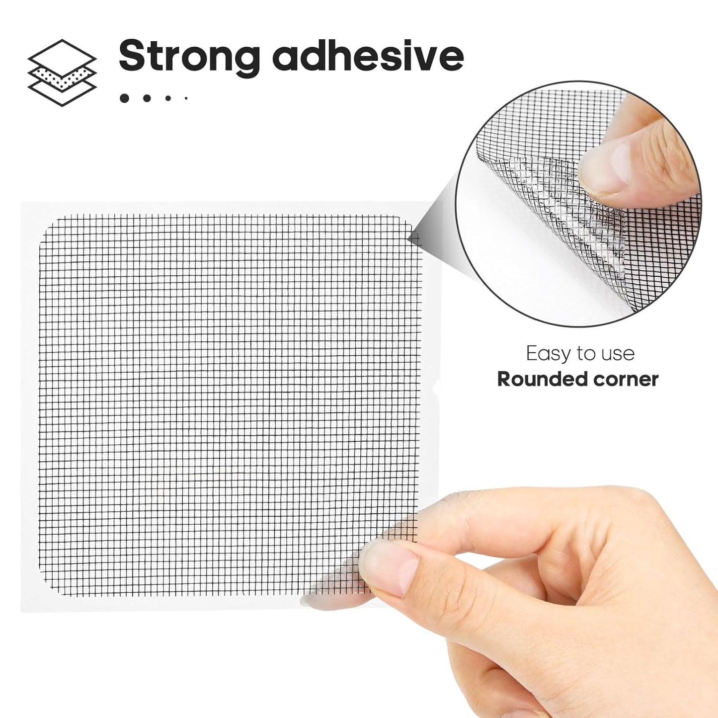 14 Sheets Window Screen Patches Repair Kit, Black 3 Sizes Window Screen Repair Kit for Mesh Screen Door, Strong Adhesive Fiberglass Quick Screen Repair Tape