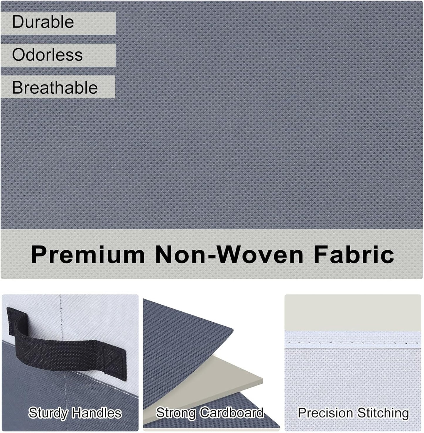 WUIKE Fabric Storage Bins, Extra Large Baskets for Organizing, Storage Bins for Shelves with Handles, Closet Organizer for Clothes, Gray & White, Extra Large, 3-Pack