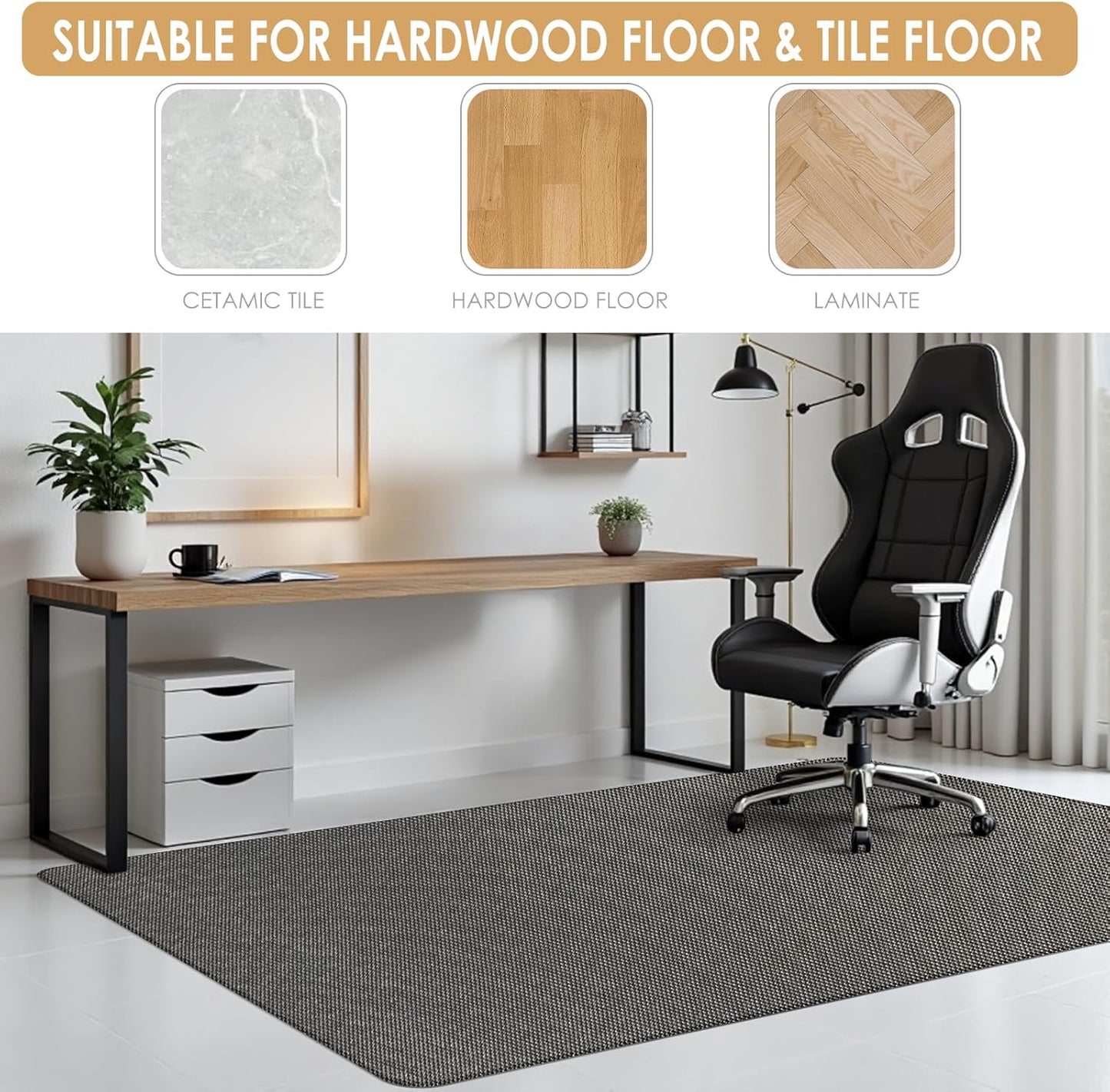 Kuyal Office Chair Mat for Hardwood Floor, 36" x 48" Heavy Duty Desk Chair Mat for Office & Home, Anti Slip, Non-Curve Computer Chair Protector Mat, Light Brown