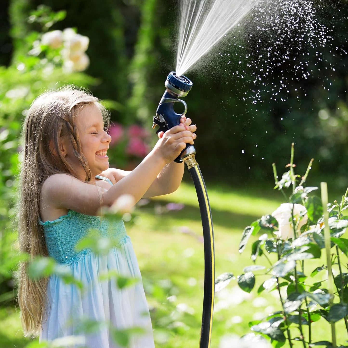 Solution4Patio Short Leader Garden Hose 3/4 in. x 10 ft. -Heavy Duty Durable Flexible Lightweight Water Pipe -Brass Aluminum Ends for Household & Commercial -Kink Free, Leakproof, Male/Female Fittings