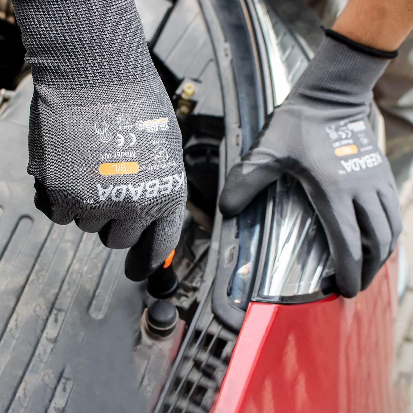 Kebada Safety Work Gloves,120 Pairs Bulk Pack, Touchscreen, PU Coated, Ideal for Warehouse, Construction, Gardening and Mechanics, Grey, Small