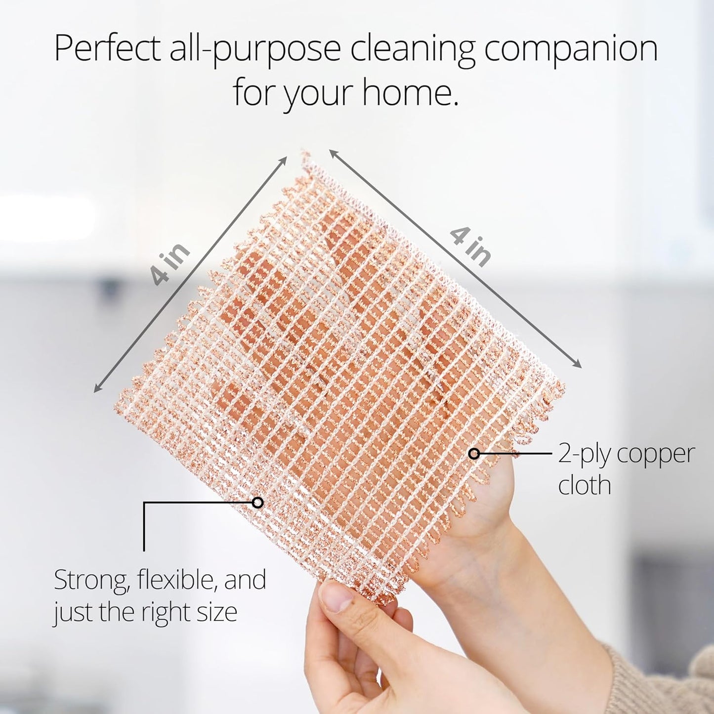 Naroa Copper Scrubbing Pads 3 Pack | 2-Ply Non-Abrasive Metal Mesh Scrubber | Reusable Copper Cleaning Cloth for Stainless Steel, Pots, Pans, Cast Iron | Kitchen Supplies Dishwashing Tools