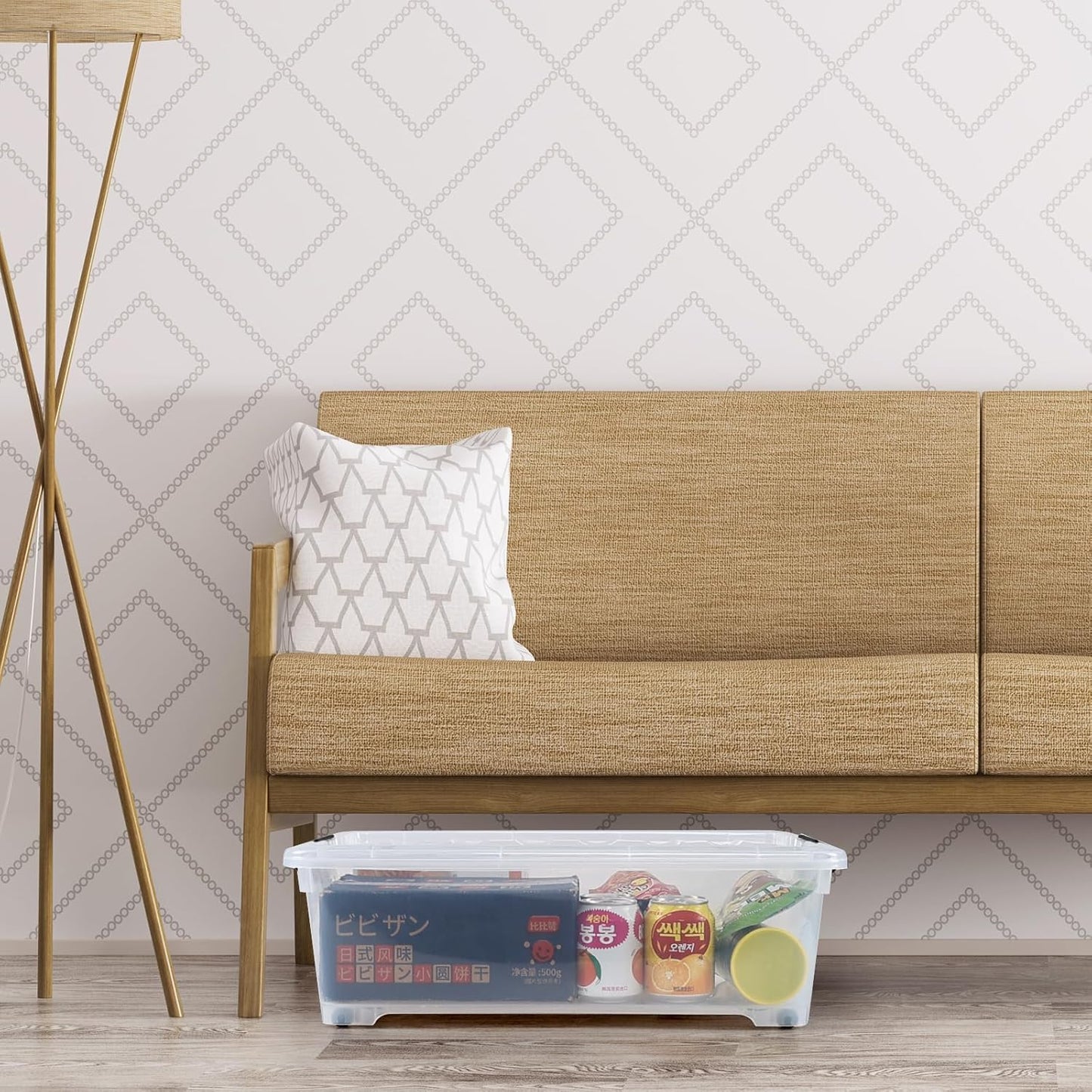 20 Quart Stackable Plastic Under Bed Bins with Lid, Set of 4 Clear Latch Storage Container with Wheels