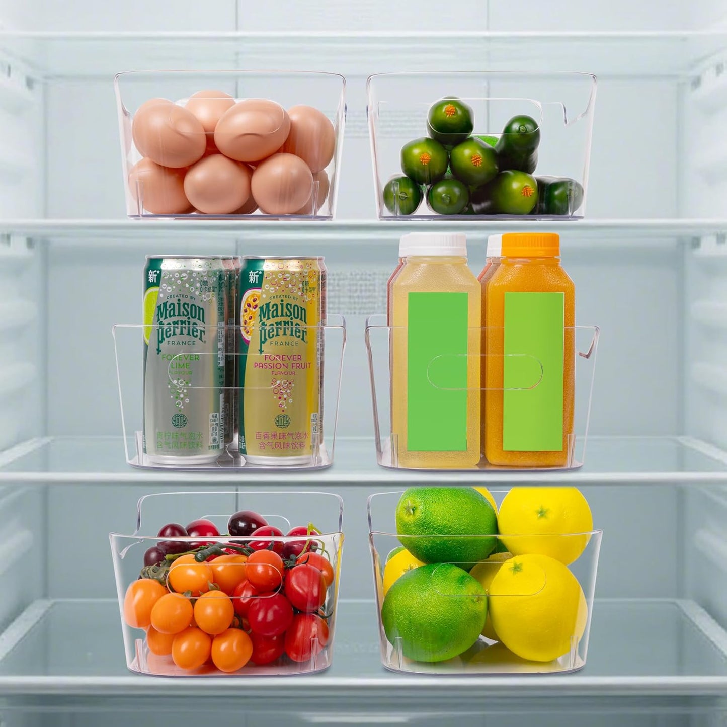 Tiawudi Set of 8 Clear Plastic Storage Bins, 2 Extra Large and 6 Small Storage Containers for Pantry Organization, Multi-Use Organizer Bins for Home, Kitchen, Cabinet, Bathroom, Fridge & Freezer