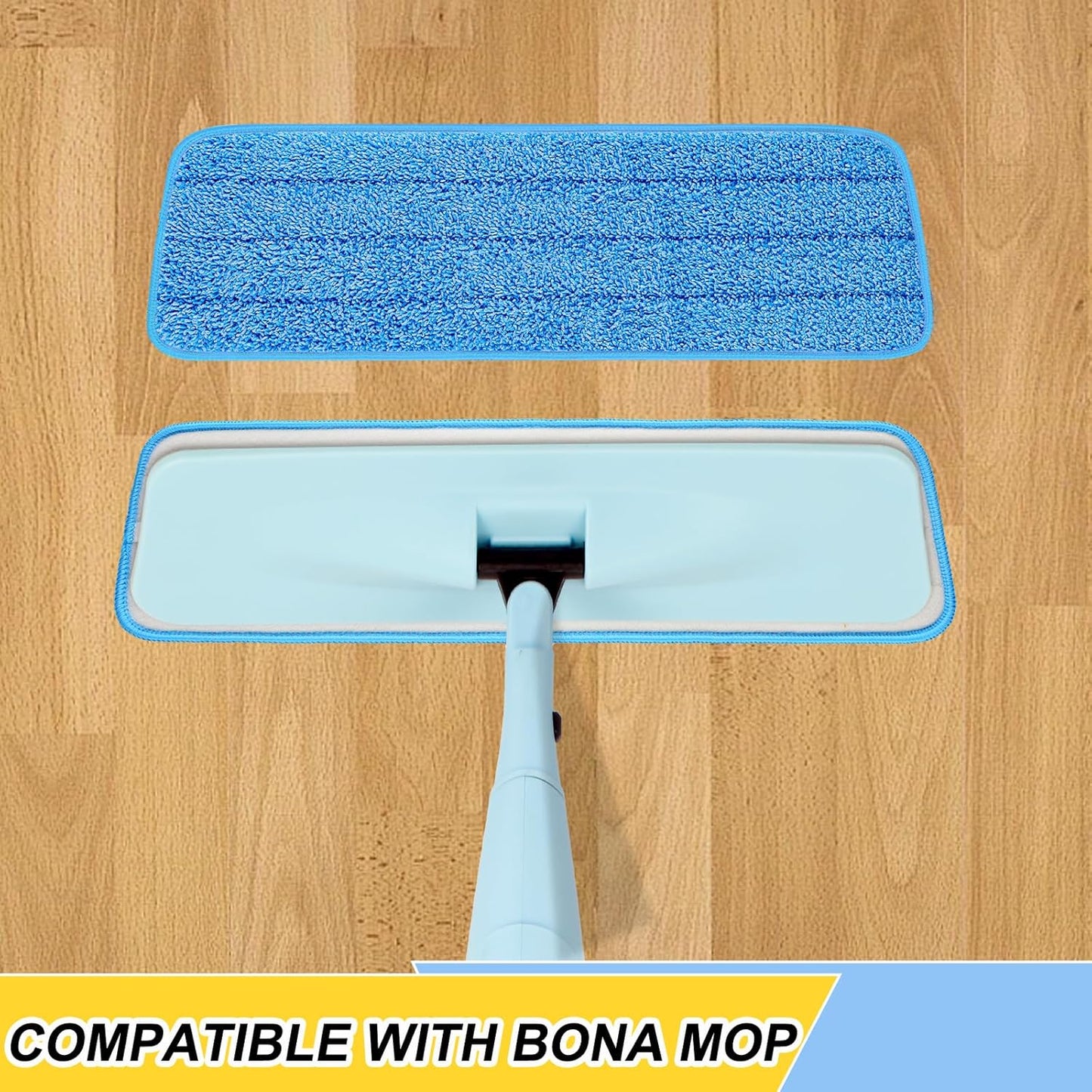 8 Pack 16.5 inch Reusable Mop Pads Microfiber Spray Mop Replacement Heads for Wet/Dry Mops Compatible with Bona Floor Care System
