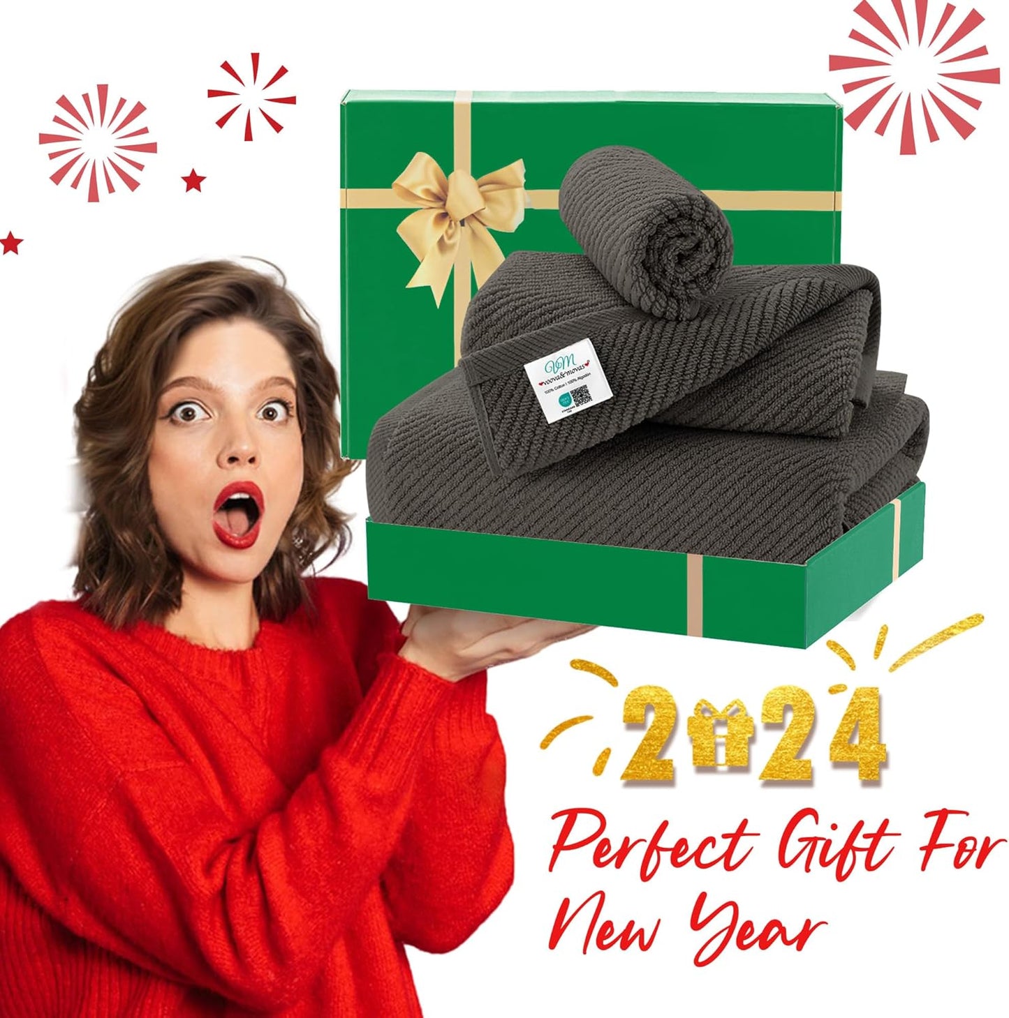 3 Piece Towel Sets for Bathroom, Grey Towels for Showering - 100% Cotton | Quick Dry | Soft | Thick, 1 Large Bath 30" x 56", 1 Hand 18" x 28", 1 Wash Cloth 13" x 13", Bathroom Essentials