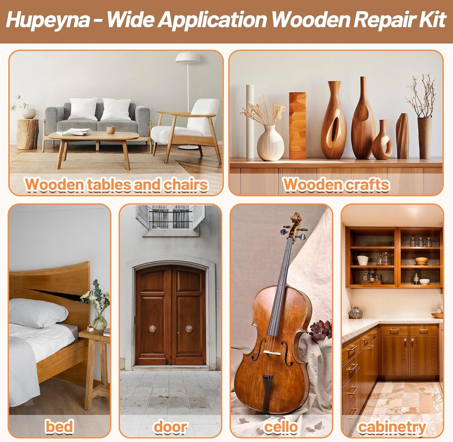 Wood Repair Kit, Wood Furniture Repair Kit, Wood Filler, Wood Putty and Beeswax- Repair Stains, Scratch, Cracks, Hole, Discoloration for Wooden Door, Table, Cabinet, Bed, Floor (Natural Wood Series)