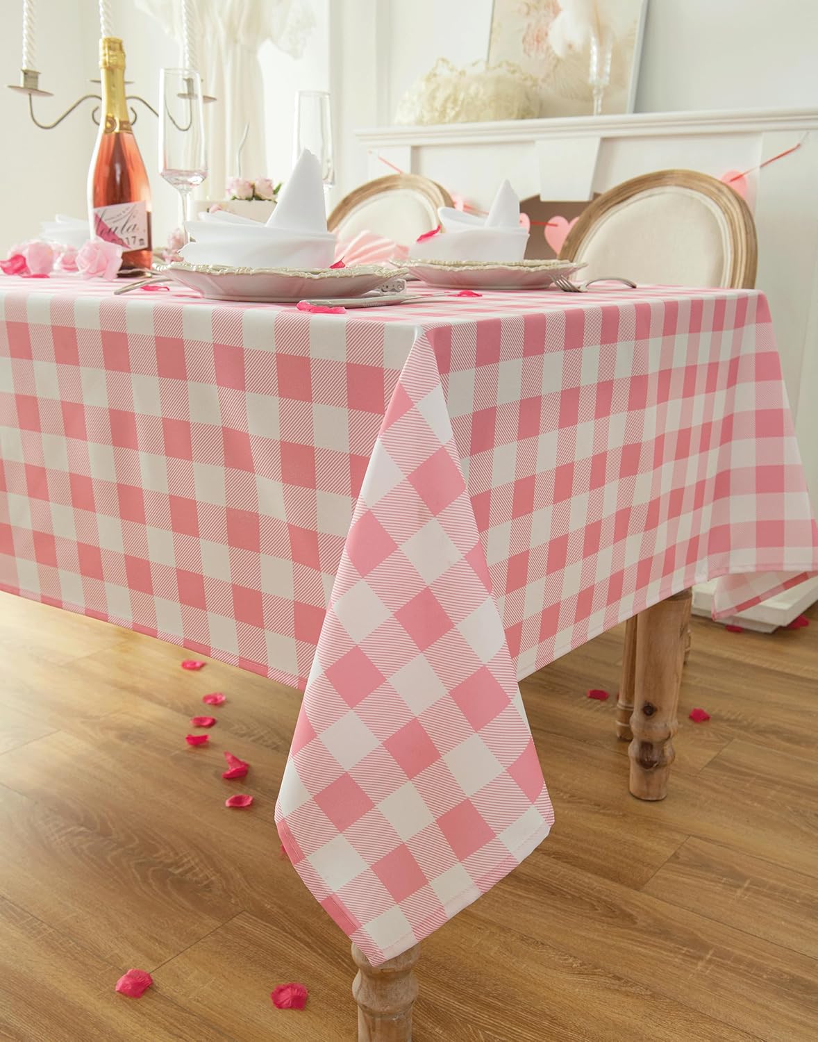 Waterproof Plaid Tablecloth Fabric - Square 58x58 Inch Classic Gingham Checker Table Cloth for Indoor/Outdoor Use - Buffalo Table Cover for Picnics, BBQs, and Parties