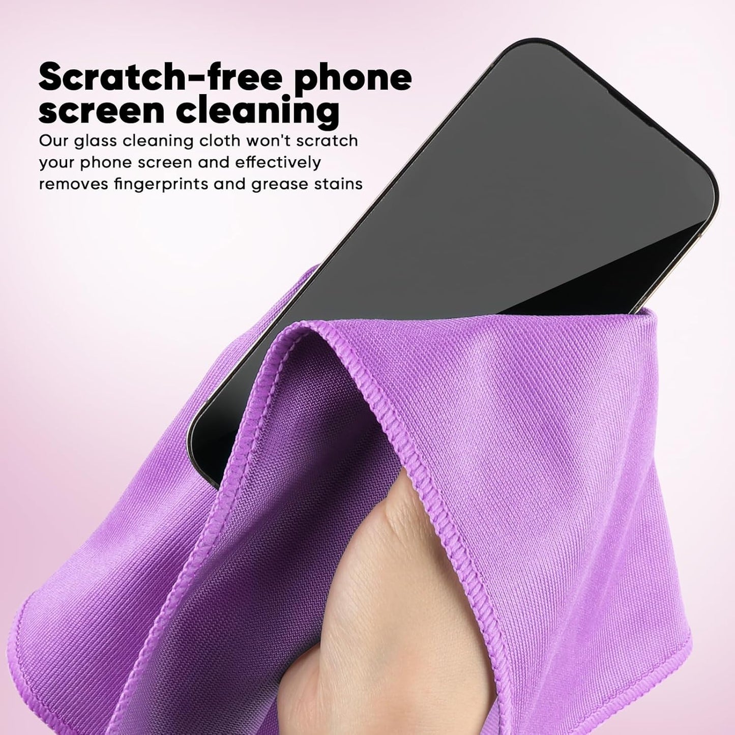 HOMEXCEL Microfiber Glass Cleaning Cloths 6 PK, Lint Free Streak Free, Reusable Microfiber Cleaning Cloth for Cleaning Windows, Glasses, Mirrors, Screens, Stainless Steel, and More Purple-14×16"