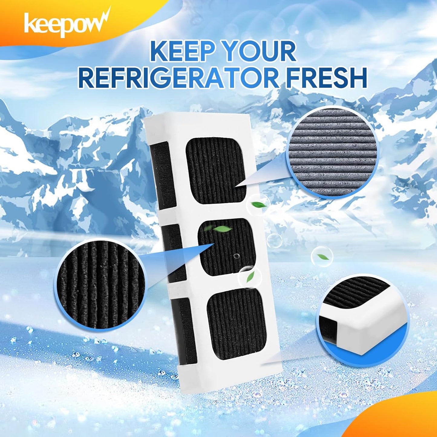 KEEPOW Paultra2 Refrigerator Air Filter Compatible with Frigidaire Pureair Ultra 2, Pure Air Ultra 2, Pureair Ultra ii, Electrolux 242047805, 5303918847, EAP12364179 (4 Pack)