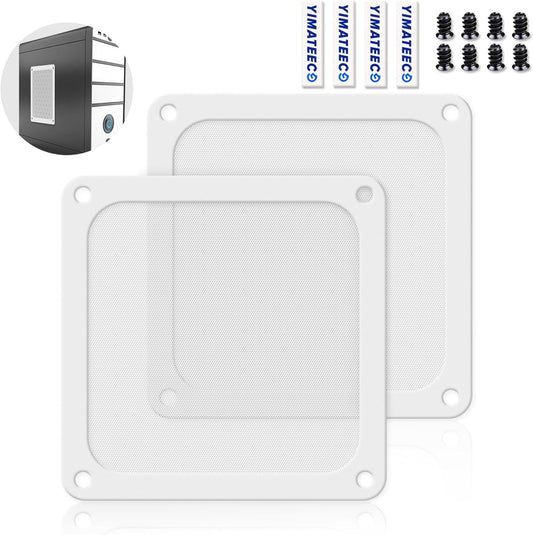 Dust Filter PC 140mm Computer Fan Filter Grills for Computer Cooler Fan/PSU/Routers 50 Mesh, Magnetic Frame PC Cooler Filter Dustproof Mesh (PVC, 140 * 140mm, 2pcs, White)